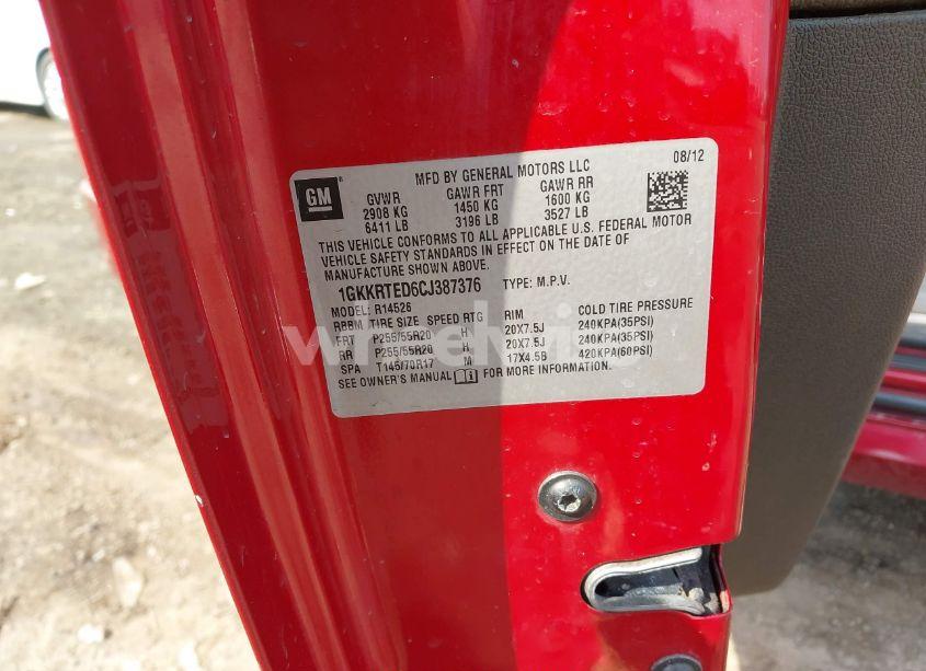 Photo 9 of 2012 Gmc Acadia DENALI (VIN 1GKKRTED6CJ387376)