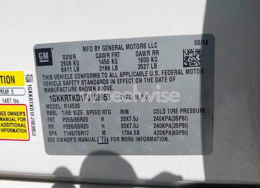 Photo 9 of 2015 Gmc Acadia DENALI (VIN 1GKKRTKD1FJ103953)