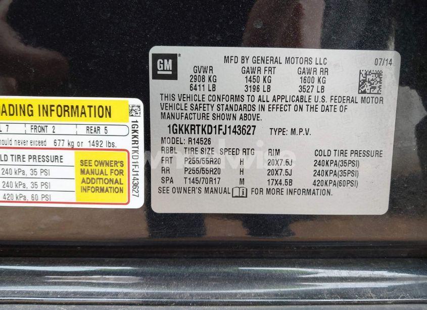 Photo 9 of 2015 Gmc Acadia DENALI (VIN 1GKKRTKD1FJ143627)