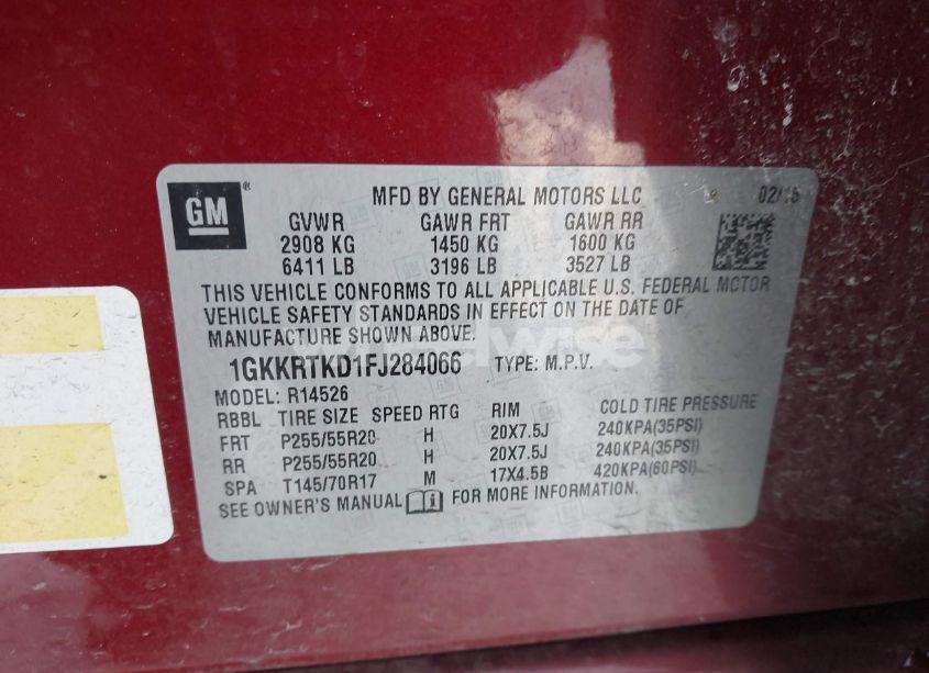 Photo 9 of 2015 Gmc Acadia DENALI (VIN 1GKKRTKD1FJ284066)