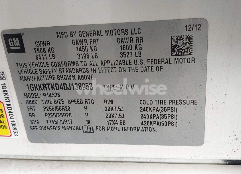 Photo 9 of 2013 Gmc Acadia DENALI (VIN 1GKKRTKD4DJ138953)