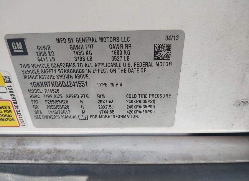 Photo 9 of 2013 Gmc Acadia DENALI (VIN 1GKKRTKD6DJ241551)