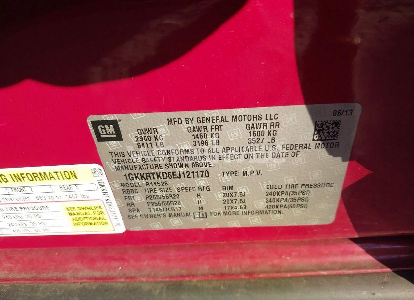 Photo 9 of 2014 Gmc Acadia DENALI (VIN 1GKKRTKD6EJ121170)