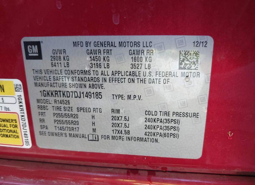 Photo 9 of 2013 Gmc Acadia DENALI (VIN 1GKKRTKD7DJ149185)