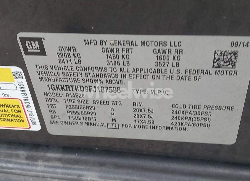 Photo 9 of 2015 Gmc Acadia DENALI (VIN 1GKKRTKD9FJ187598)