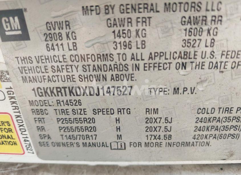 Photo 9 of 2013 Gmc Acadia DENALI (VIN 1GKKRTKDXDJ147527)