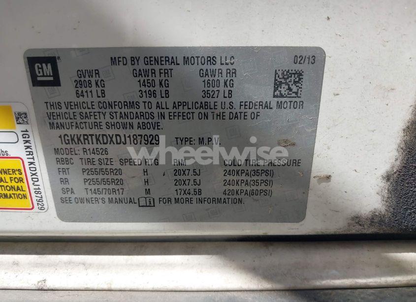 Photo 9 of 2013 Gmc Acadia DENALI (VIN 1GKKRTKDXDJ187929)