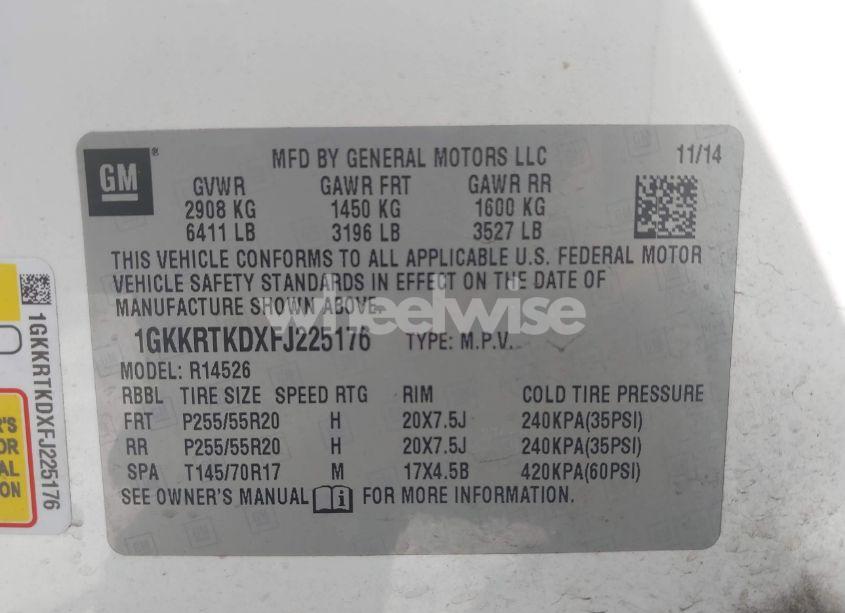 Photo 9 of 2015 Gmc Acadia DENALI (VIN 1GKKRTKDXFJ225176)