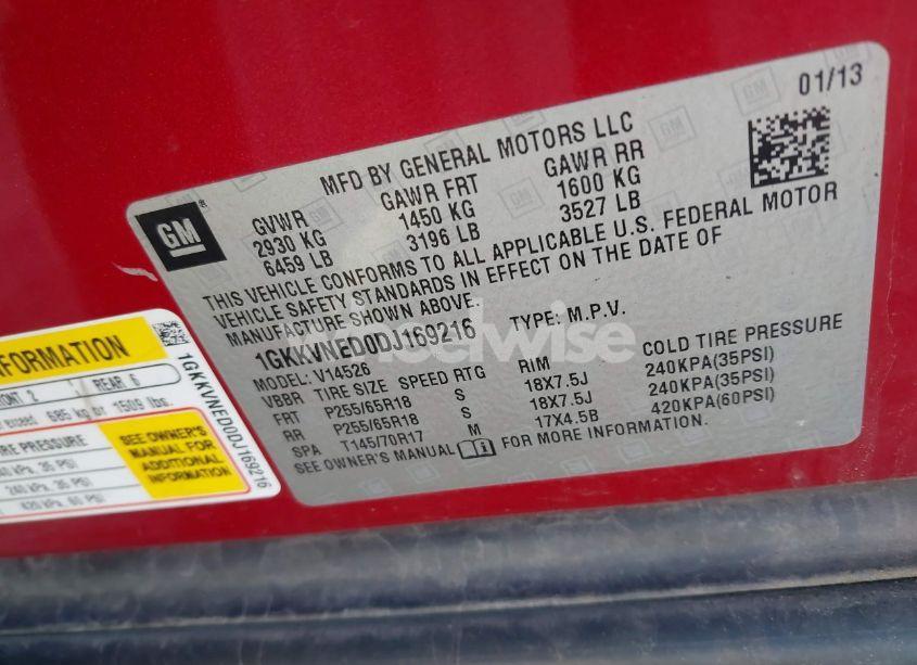 Photo 9 of 2013 Gmc Acadia SLE-1 (VIN 1GKKVNED0DJ169216)