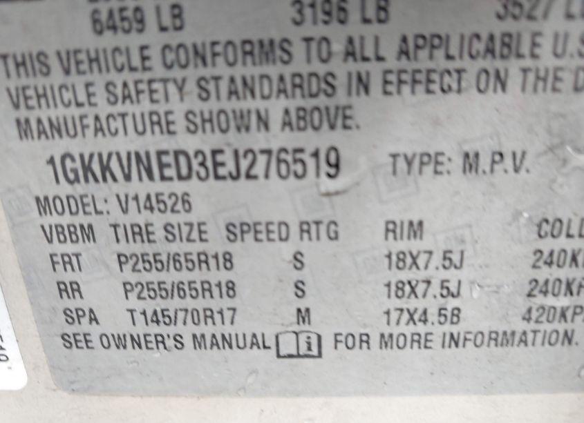 Photo 9 of 2014 Gmc Acadia SLE-1 (VIN 1GKKVNED3EJ276519)