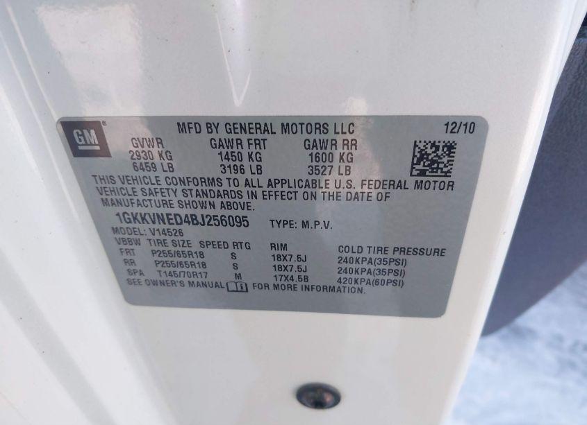 Photo 9 of 2011 Gmc Acadia (VIN 1GKKVNED4BJ256095)