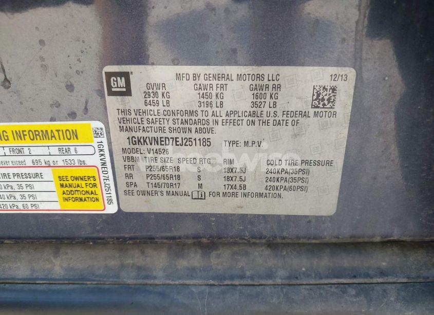 Photo 9 of 2014 Gmc Acadia SLE-1 (VIN 1GKKVNED7EJ251185)