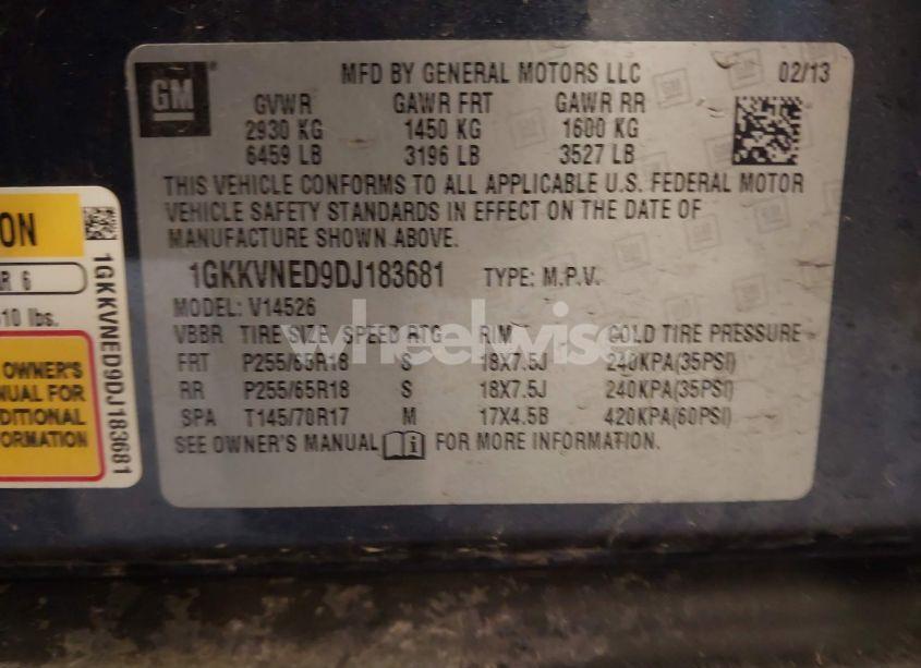 Photo 9 of 2013 Gmc Acadia SLE-1 (VIN 1GKKVNED9DJ183681)