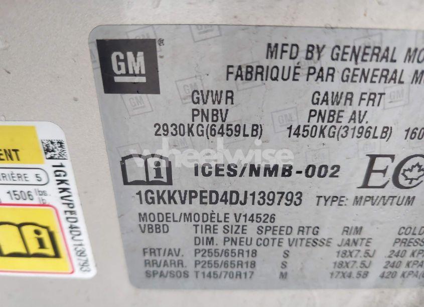 Photo 9 of 2013 Gmc Acadia SLE-2 (VIN 1GKKVPED4DJ139793)