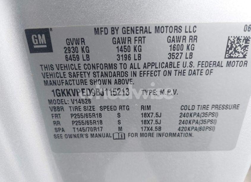 Photo 9 of 2011 Gmc Acadia SLE (VIN 1GKKVPED9BJ115213)