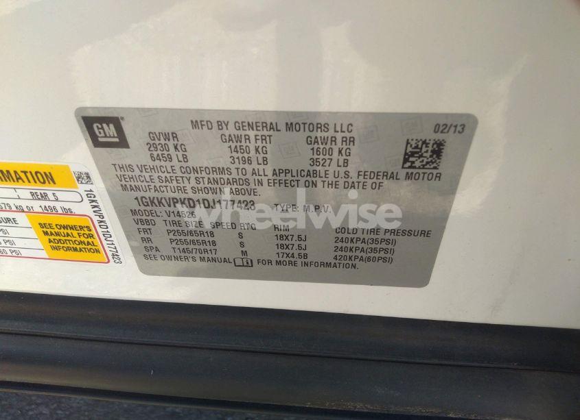 Photo 9 of 2013 Gmc Acadia SLE-2 (VIN 1GKKVPKD1DJ177423)