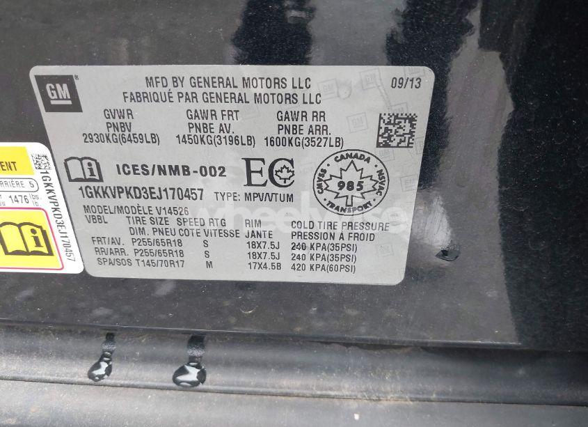 Photo 9 of 2014 Gmc Acadia SLE-2 (VIN 1GKKVPKD3EJ170457)