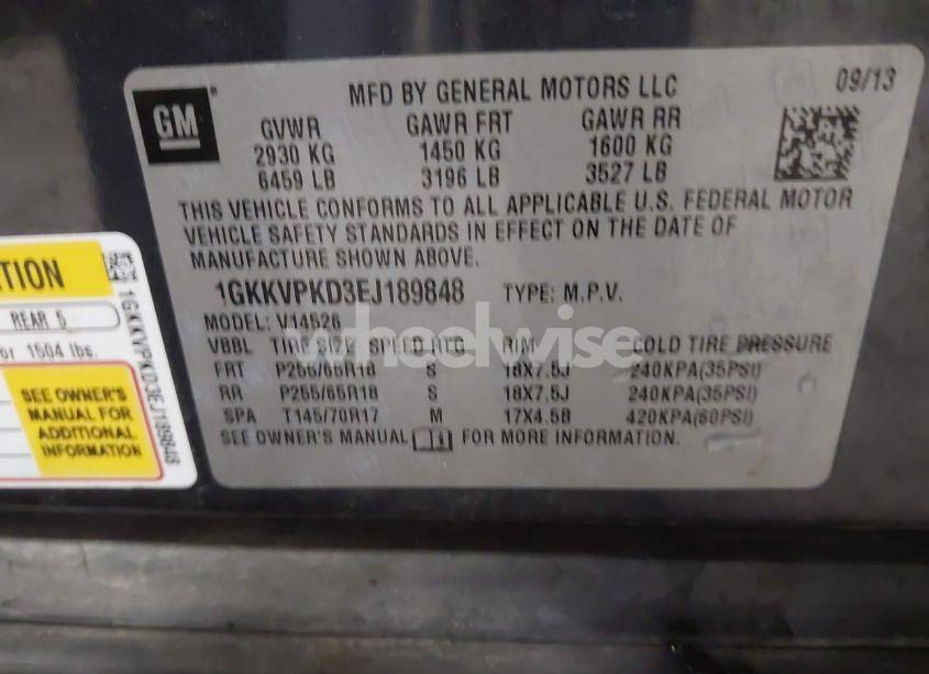 Photo 9 of 2014 Gmc Acadia SLE-2 (VIN 1GKKVPKD3EJ189848)