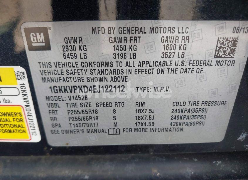 Photo 9 of 2014 Gmc Acadia SLE-2 (VIN 1GKKVPKD4EJ122112)