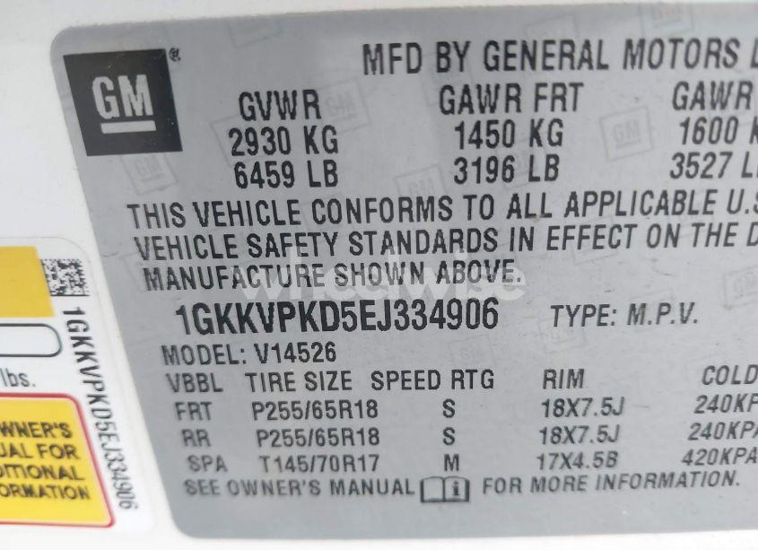 Photo 9 of 2014 Gmc Acadia SLE-2 (VIN 1GKKVPKD5EJ334906)