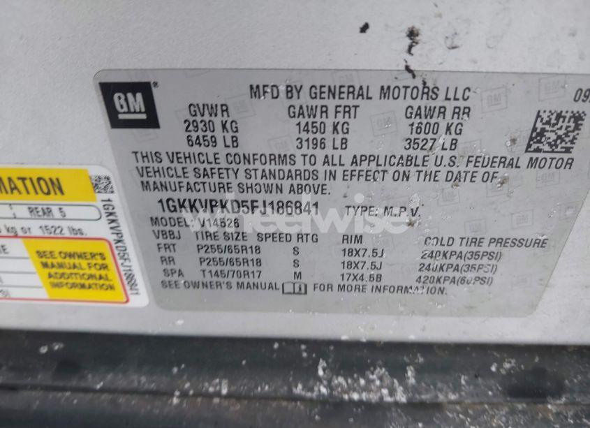 Photo 9 of 2015 Gmc Acadia SLE-2 (VIN 1GKKVPKD5FJ186841)