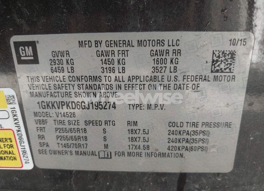 Photo 9 of 2016 Gmc Acadia SLE-2 (VIN 1GKKVPKD6GJ195274)