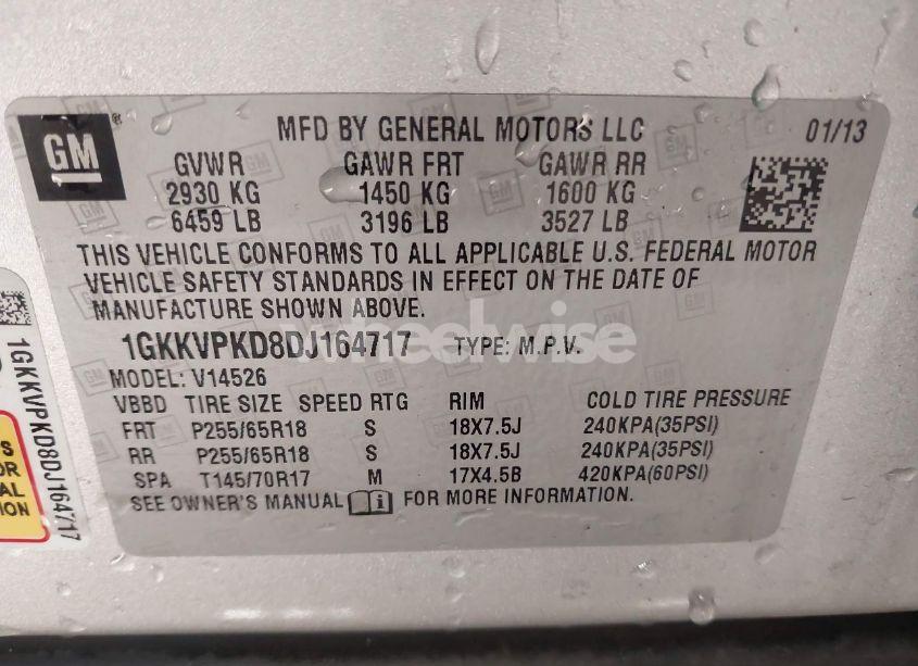 Photo 9 of 2013 Gmc Acadia SLE-2 (VIN 1GKKVPKD8DJ164717)