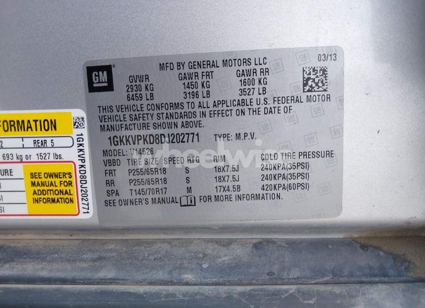 Photo 9 of 2013 Gmc Acadia SLE-2 (VIN 1GKKVPKD8DJ202771)