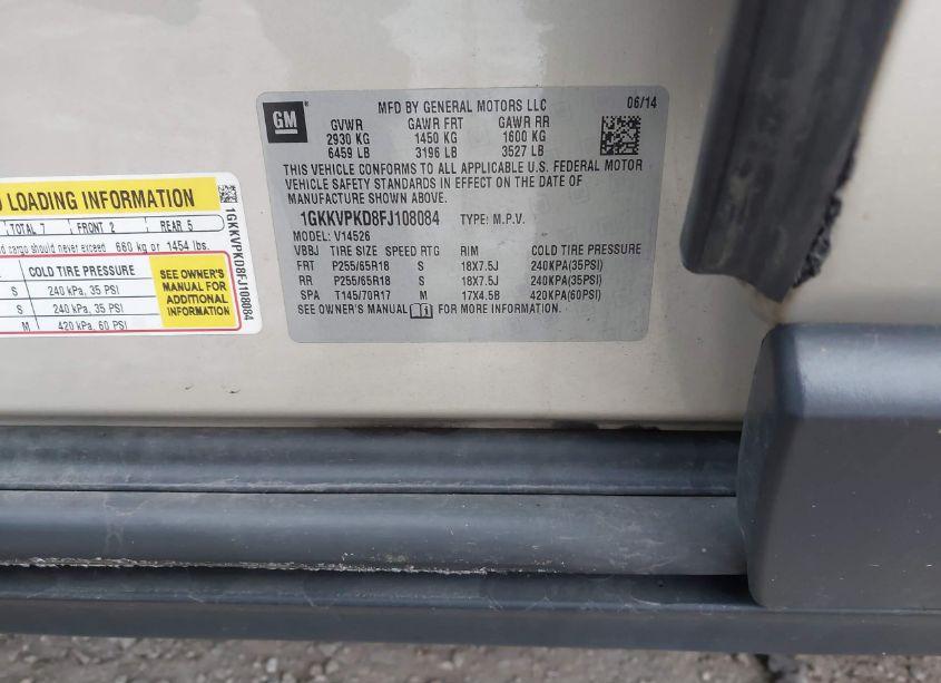 Photo 9 of 2015 Gmc Acadia SLE-2 (VIN 1GKKVPKD8FJ108084)