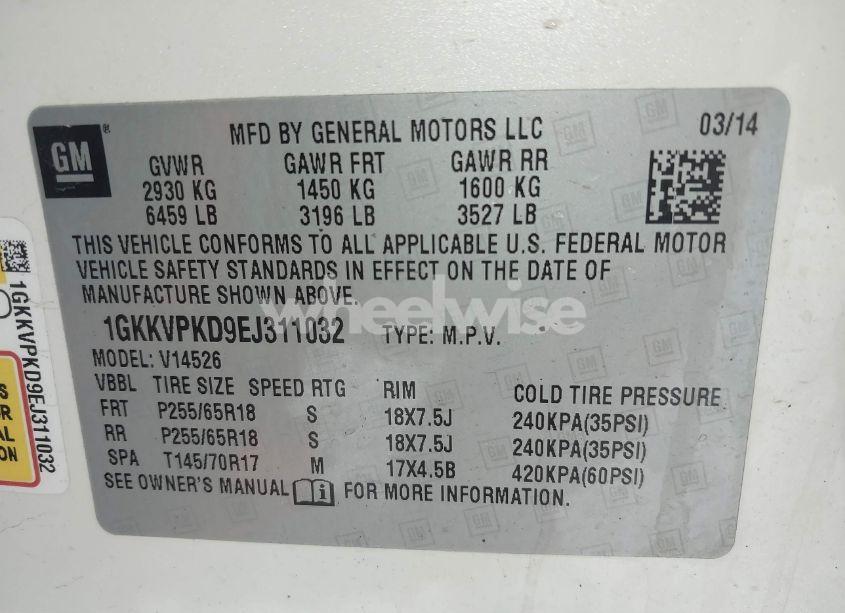 Photo 9 of 2014 Gmc Acadia SLE-2 (VIN 1GKKVPKD9EJ311032)