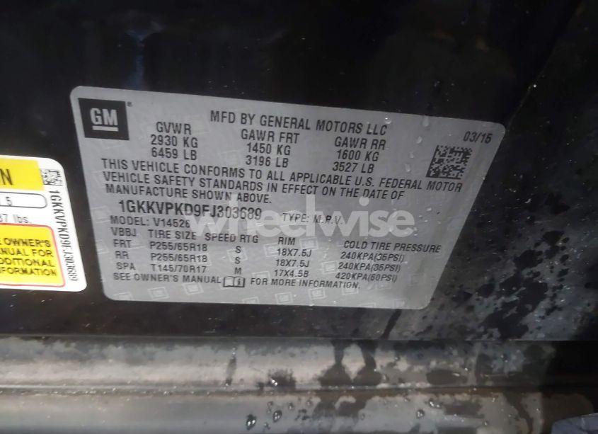 Photo 9 of 2015 Gmc Acadia SLE-2 (VIN 1GKKVPKD9FJ303689)