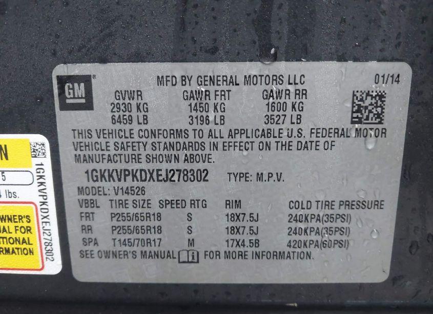 Photo 9 of 2014 Gmc Acadia SLE-2 (VIN 1GKKVPKDXEJ278302)