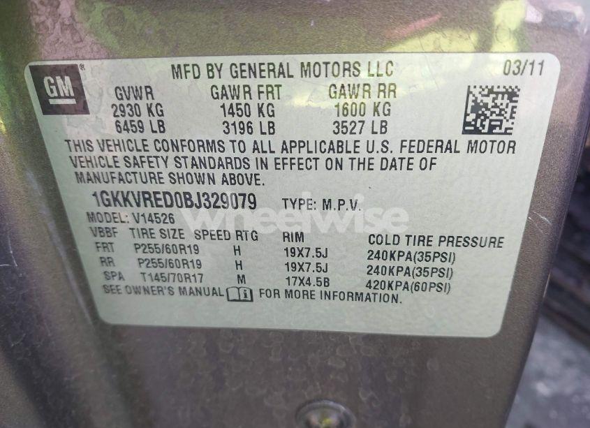 Photo 9 of 2011 Gmc Acadia SLT-1 (VIN 1GKKVRED0BJ329079)