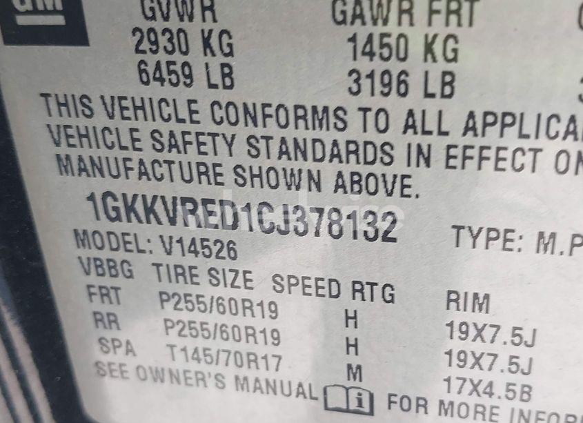 Photo 9 of 2012 Gmc Acadia SLT-1 (VIN 1GKKVRED1CJ378132)