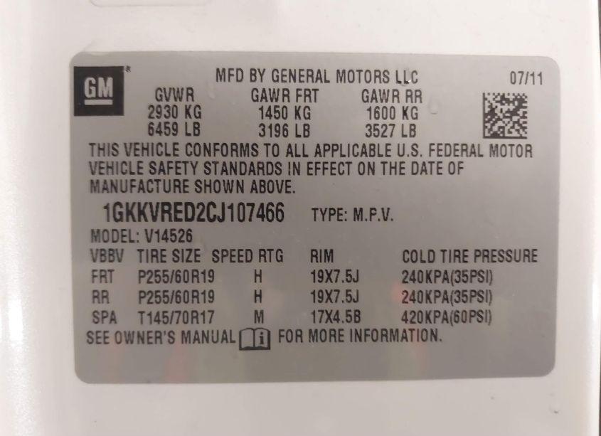 Photo 9 of 2012 Gmc Acadia SLT-1 (VIN 1GKKVRED2CJ107466)