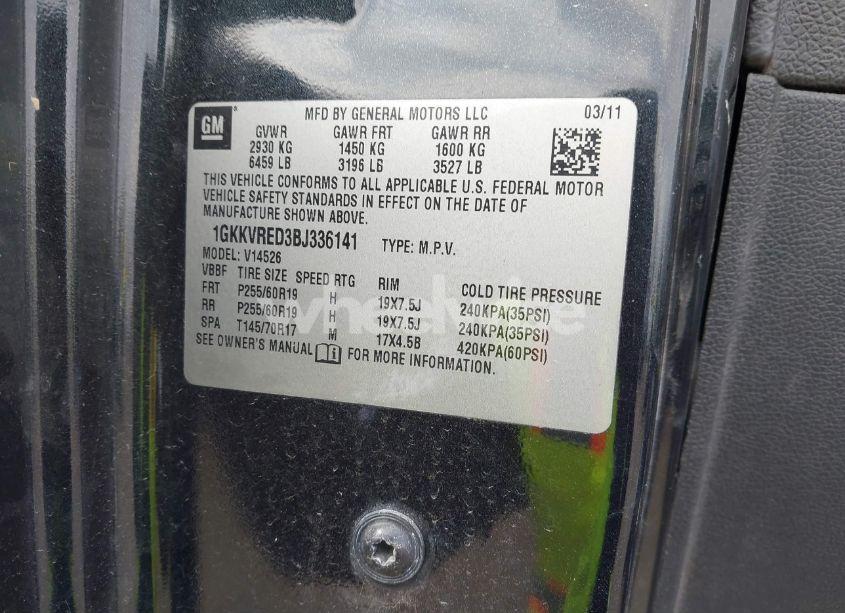 Photo 9 of 2011 Gmc Acadia SLT-1 (VIN 1GKKVRED3BJ336141)