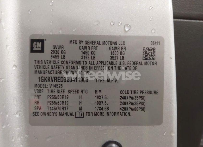 Photo 9 of 2011 Gmc Acadia SLT-1 (VIN 1GKKVRED3BJ411906)