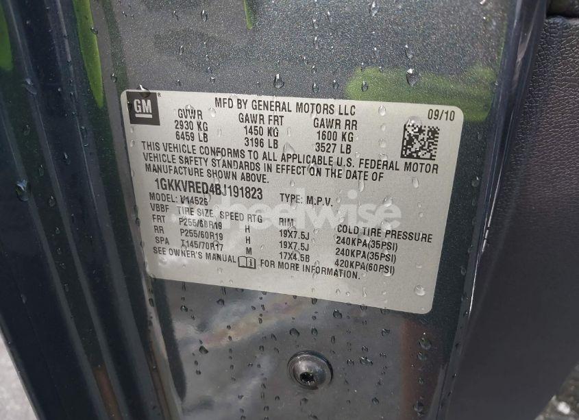 Photo 9 of 2011 Gmc Acadia SLT-1 (VIN 1GKKVRED4BJ191823)