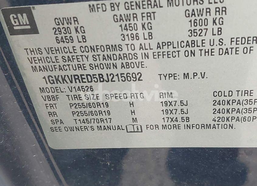 Photo 9 of 2011 Gmc Acadia SLT-1 (VIN 1GKKVRED5BJ215692)
