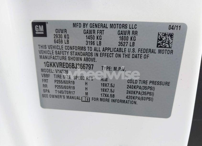 Photo 9 of 2011 Gmc Acadia SLT-1 (VIN 1GKKVRED6BJ366797)