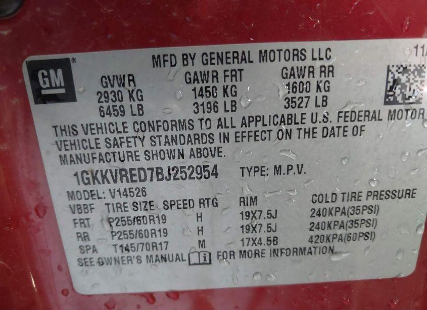 Photo 9 of 2011 Gmc Acadia SLT-1 (VIN 1GKKVRED7BJ252954)
