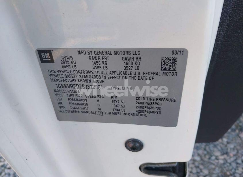 Photo 9 of 2011 Gmc Acadia SLT-1 (VIN 1GKKVRED7BJ322081)