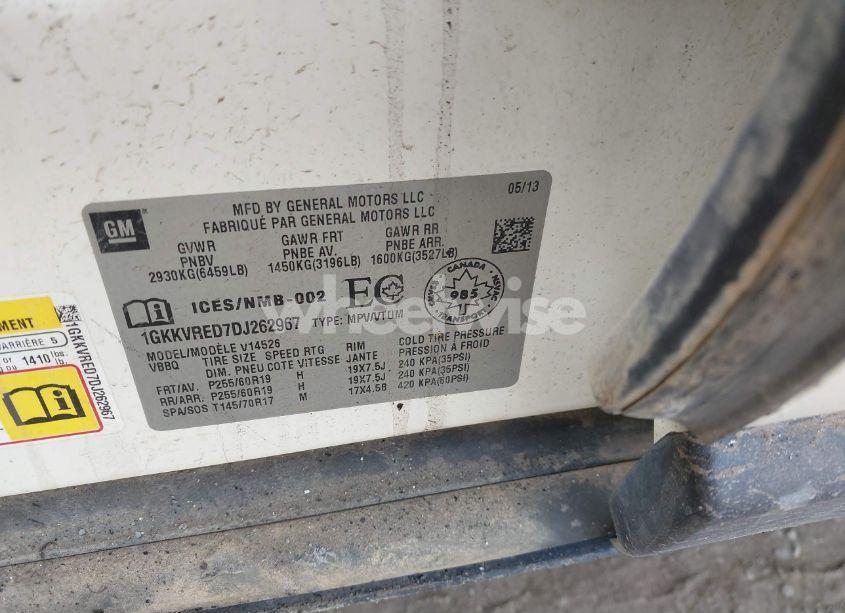 Photo 9 of 2013 Gmc Acadia SLT-1 (VIN 1GKKVRED7DJ262967)