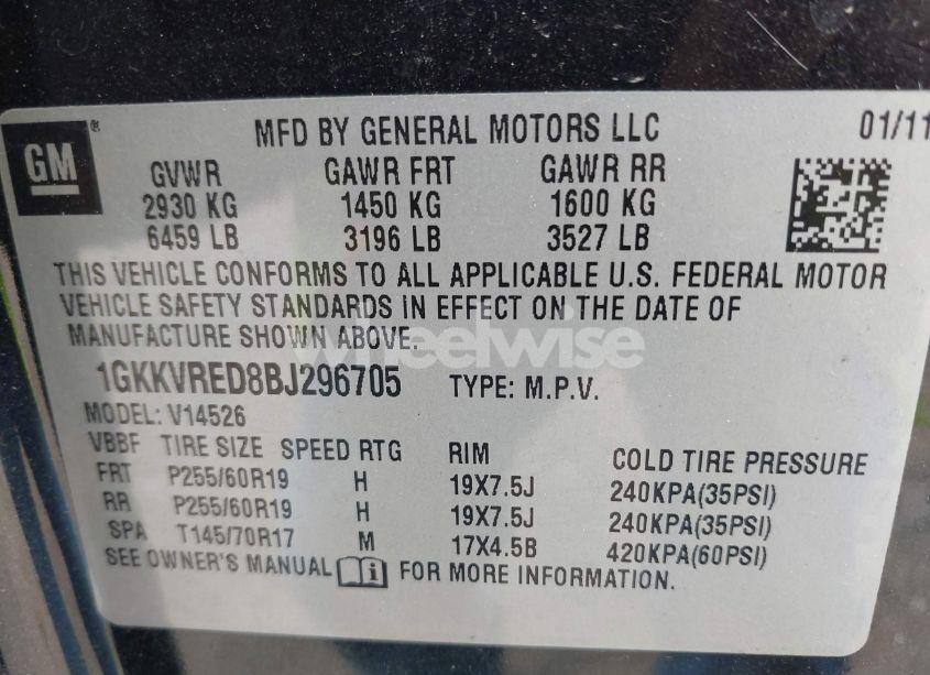 Photo 9 of 2011 Gmc Acadia SLT-1 (VIN 1GKKVRED8BJ296705)