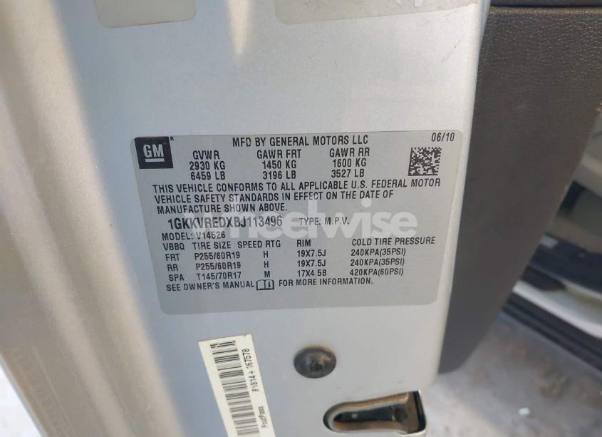 Photo 9 of 2011 Gmc Acadia SLT-1 (VIN 1GKKVREDXBJ113496)