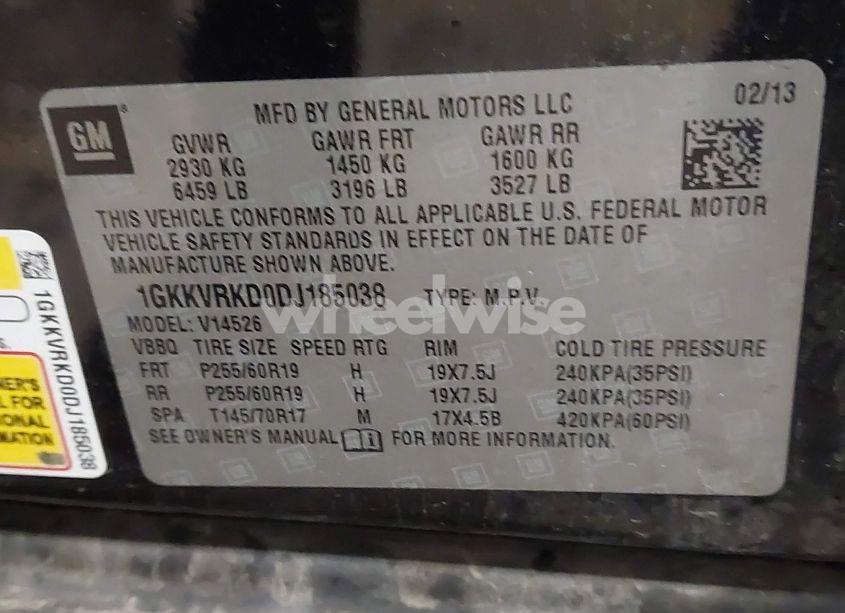 Photo 9 of 2013 Gmc Acadia SLT-1 (VIN 1GKKVRKD0DJ185038)