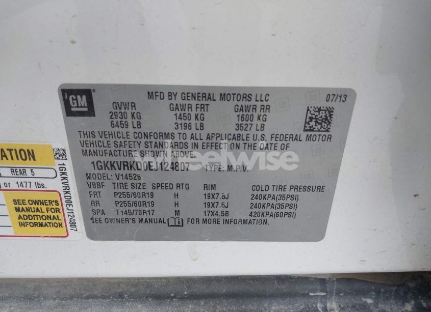 Photo 9 of 2014 Gmc Acadia SLT-1 (VIN 1GKKVRKD0EJ124807)