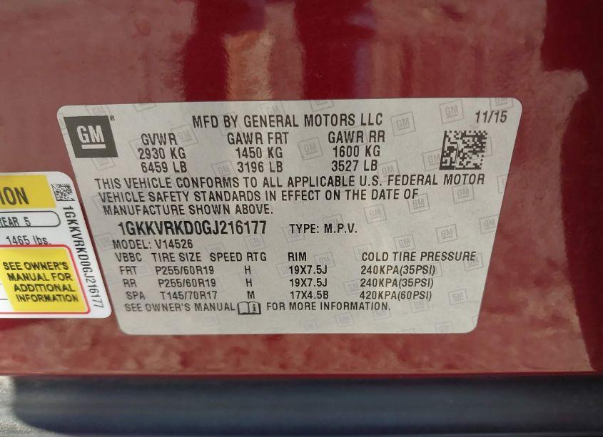 Photo 9 of 2016 Gmc Acadia SLT-1 (VIN 1GKKVRKD0GJ216177)