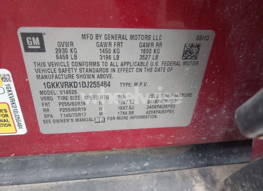 Photo 9 of 2013 Gmc Acadia SLT-1 (VIN 1GKKVRKD1DJ255484)