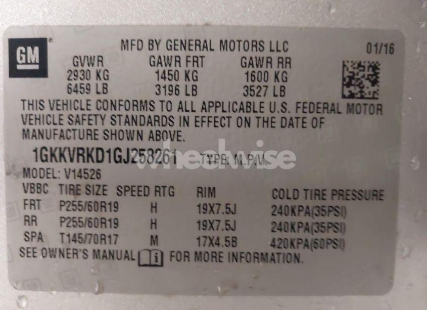 Photo 9 of 2016 Gmc Acadia SLT-1 (VIN 1GKKVRKD1GJ258261)